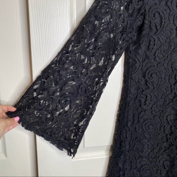 LoveShackFancy Dress Baroque Lace Bell Sleeve Mini in Black Size Small - Picture 3 of 11